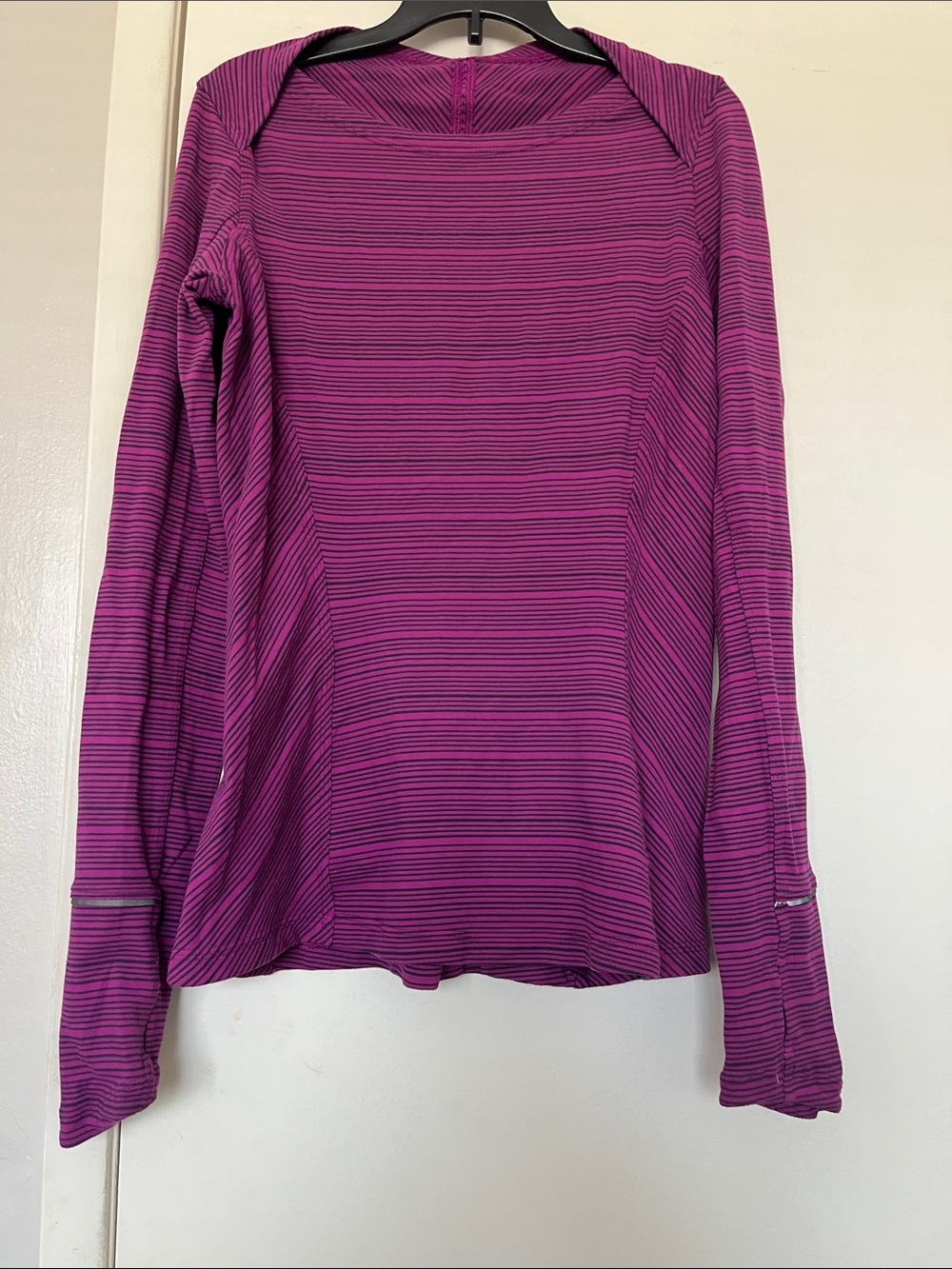 Lululemon | Long-Sleeve Striped Performance Top - Magenta Pink